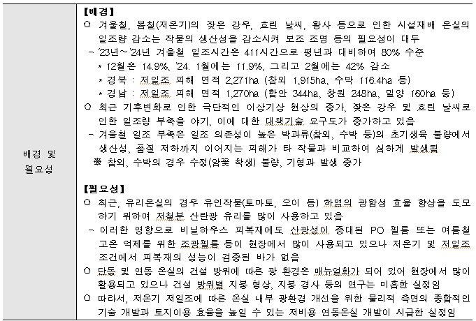 [정부과제제안] 저일조 대응 박과류 재배 온실의 투광효율 향상 기술 개발 및 검증.jpg
