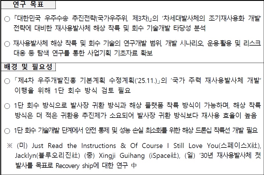 [정부과제제안] 재사용발사체 해상 착륙 및 회수 기술개발 탐색연구.jpg